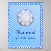 Birthstone Illustration for April - Diamond Poster (Voorkant)