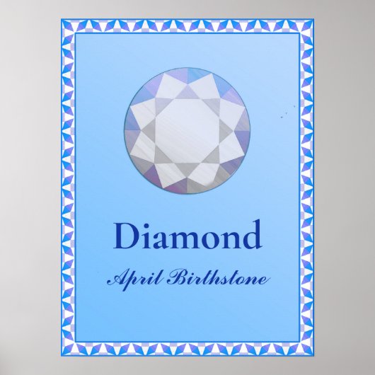 Birthstone Illustration for April - Diamond Poster (Voorkant)