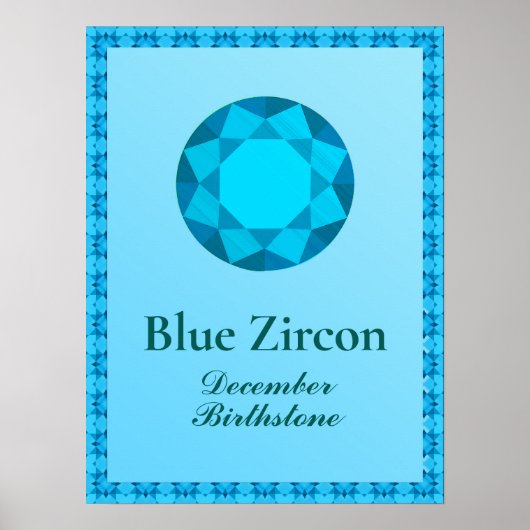 Birthstone Illustration for December - Blue Zircon Poster (Voorkant)
