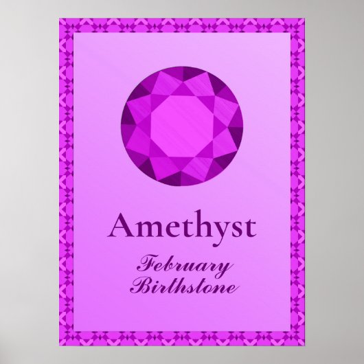 Birthstone Illustration for February - Amethyst Poster (Voorkant)