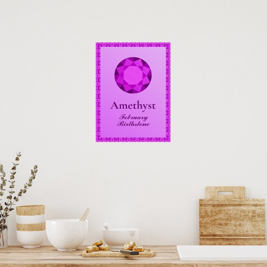 Birthstone Illustration for February - Amethyst Poster (Keuken)