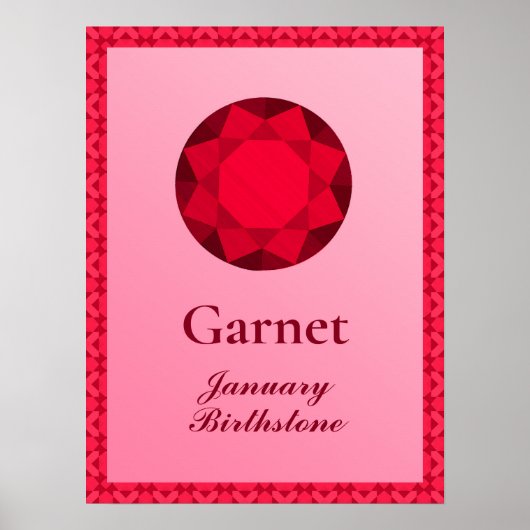 Birthstone Illustration for January - Garnet Poster (Voorkant)