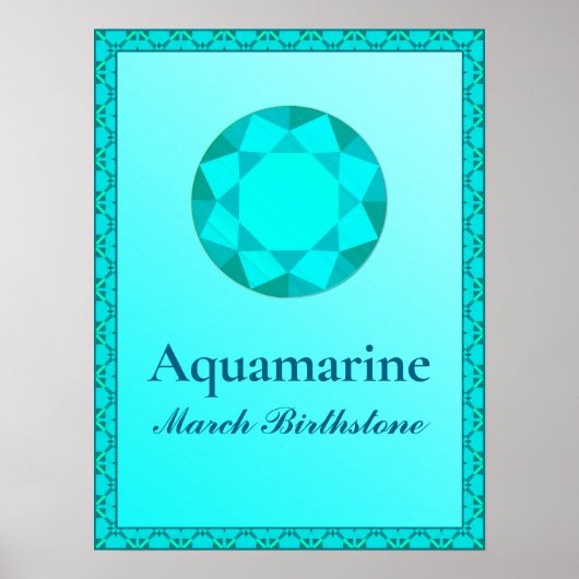 Birthstone Illustration for March-Aquamarine Post Poster (Voorkant)