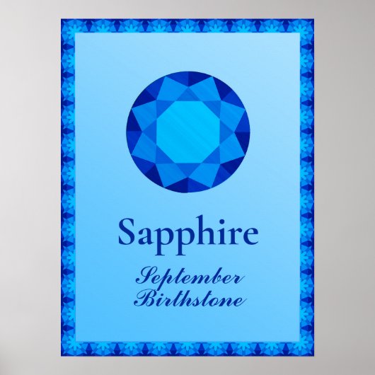 Birthstone Illustration for September - Sapphire Poster (Voorkant)