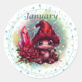 Birthstone januari Granaat Dragon Sticker