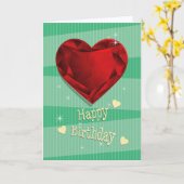 Birthstone januari Rode Granaat Hart Verjaardag Kaart (Gele Bloem)
