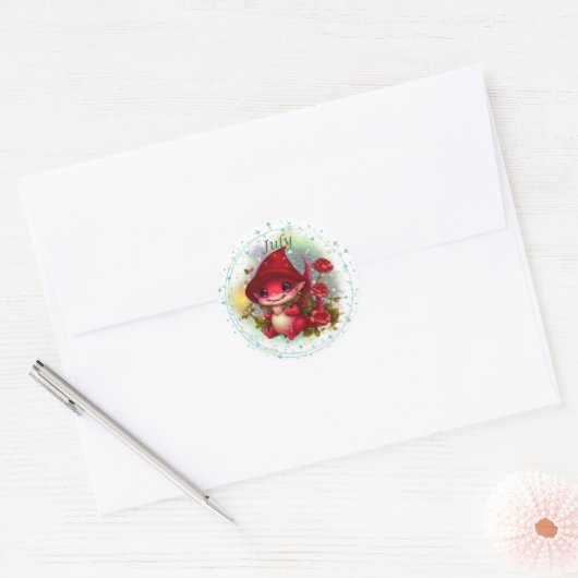 Birthstone juli Ruby Dragon Sticker (Envelop)