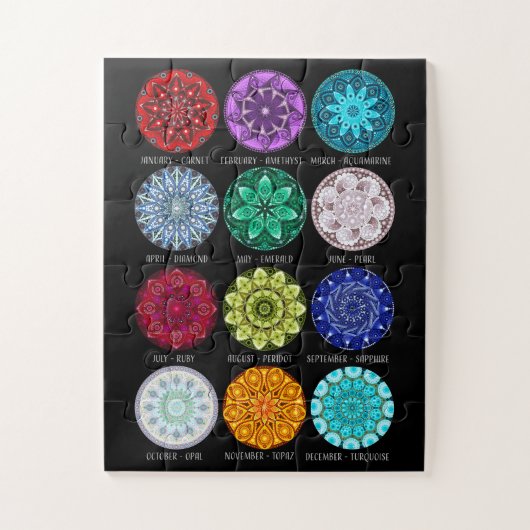 Birthstone Mandala Jigzaag Puzzle Legpuzzel (Verticaal)