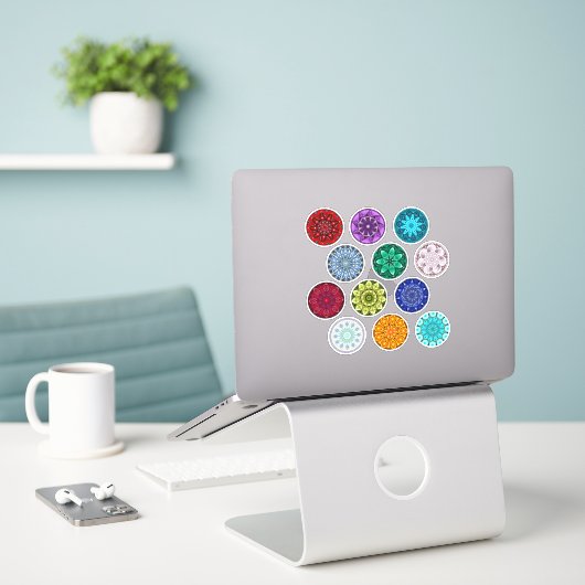Birthstone Mandala Sticker Pack (Laptop op bureau)