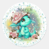 Birthstone March Aquamarijn Dragon Sticker (Voorkant)