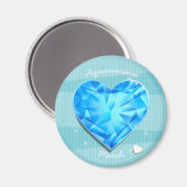 Birthstone March Aquamarine blue Heart Magneet (Voorkant / Achterkant)