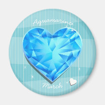 Birthstone March Aquamarine blue Heart