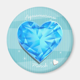 Birthstone March Aquamarine blue Heart Magneet