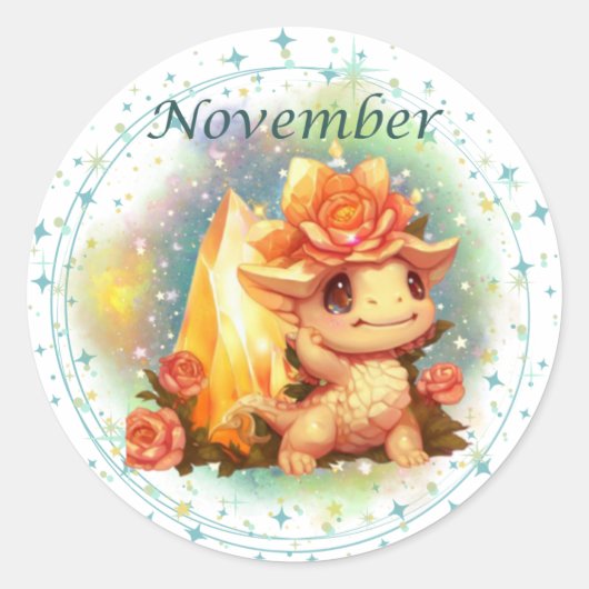 Birthstone November Topaz Dragon Sticker (Voorkant)