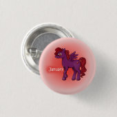 Birthstone Pegasus Pony- Januari/Garnet Ronde Button 3,2 Cm (Voorkant /achterkant)