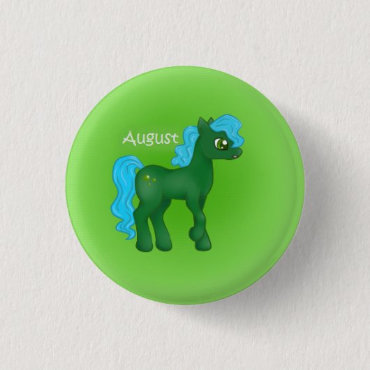 Birthstone Pony- August/Peridot Ronde Button 3,2 Cm (Voorkant)