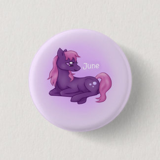 Birthstone Pony- June/Alexandriet Ronde Button 3,2 Cm