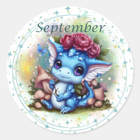 Birthstone September Sapphire Dragon Sticker (Voorkant)