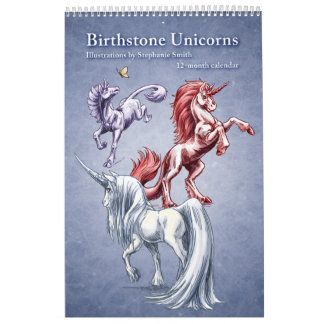 Birthstone Unicorns Fantasy Art Kalender