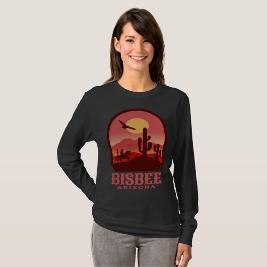 Bisbee Arizona Cacti and Sunset T-shirt (Voorkant volledig)