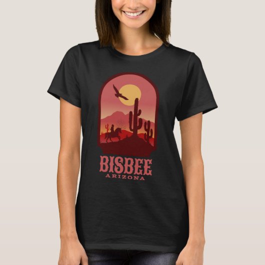 Bisbee Arizona Cactussen en zonsondergang T-shirt (Voorkant)