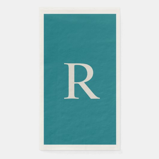 Biscay Bay Blue Trendy Monogrammed Paper Guest Servet (Voorkant)