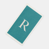 Biscay Bay Blue Trendy Monogrammed Paper Guest Servet (Hoek)