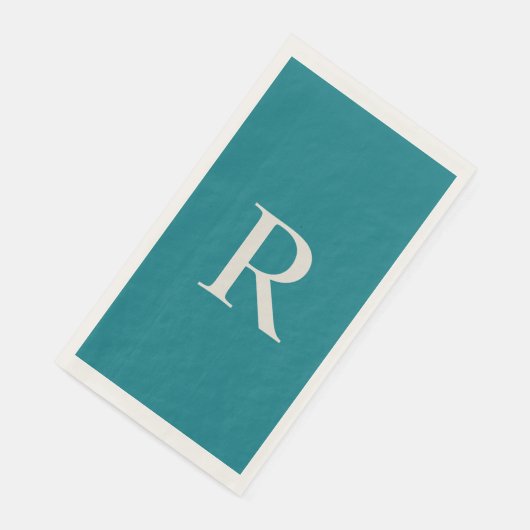 Biscay Bay Blue Trendy Monogrammed Paper Guest Servet (Hoek)