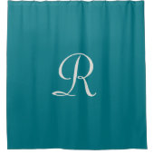 Biscay Bay Trendy Blauw Wit Monogram Douchegordijn (Voorkant)
