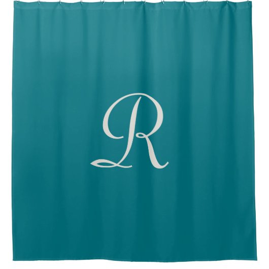 Biscay Bay Trendy Blue White Monogram Douchegordijn (Voorkant)