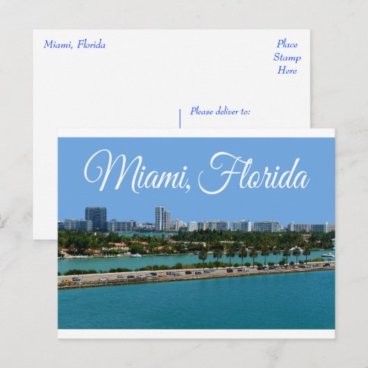 Biscayne Bay Miami Beach Florida Travel Briefkaart (Voorkant / Achterkant)