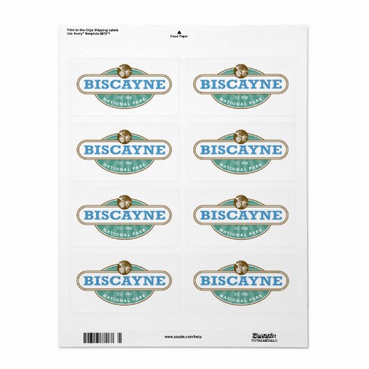 Biscayne National Park Florida Etiket (Full Sheet)