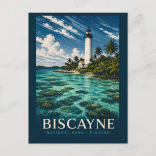 Biscayne National Park Florida Moderne Houtsnede Briefkaart