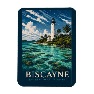 Biscayne National Park Florida Moderne Houtsnede Magneet