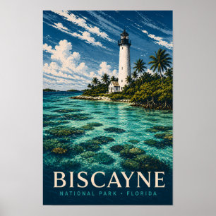 Biscayne National Park Florida Moderne Houtsnede Poster