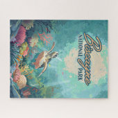 Biscayne National Park Florida Turtle Coral Kaart Legpuzzel (Horizontaal)