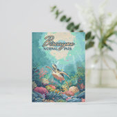 Biscayne National Park Florida Turtle Coral Retro Briefkaart (Staand voorkant)