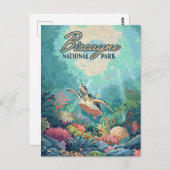 Biscayne National Park Florida Turtle Coral Retro Briefkaart (Voorkant / Achterkant)