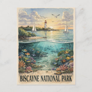 Biscayne National Park Koraalrif Vintage Briefkaart