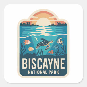 Biscayne National Park Mariene Levens Badge Vierkante Sticker