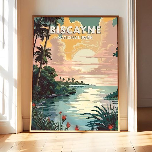 Biscayne National Park Poster Kunstprint, Retro Na
