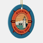 Biscayne National Park Retro Compass Emblem Keramisch Ornament (Rechts)