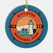 Biscayne National Park Retro Compass Emblem Keramisch Ornament (Voorkant)