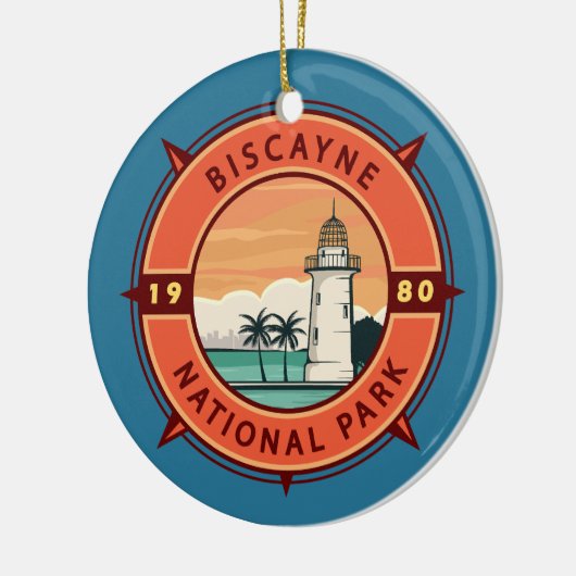 Biscayne National Park Retro Compass Emblem Keramisch Ornament (Links)