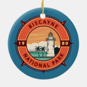 Biscayne National Park Retro Compass Emblem Keramisch Ornament (Achterkant)