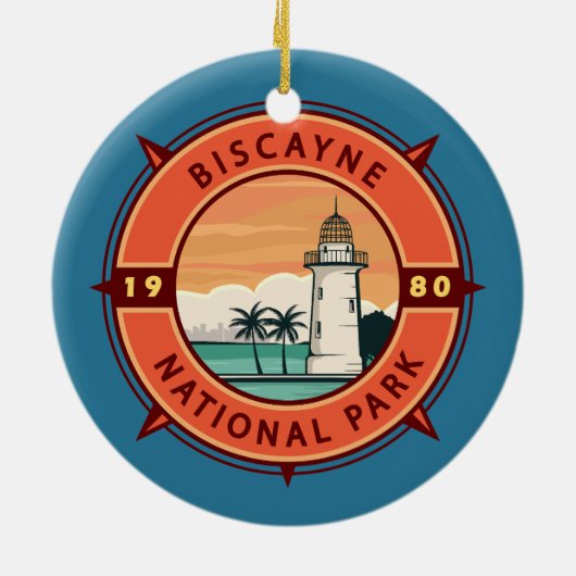 Biscayne National Park Retro Compass Emblem Keramisch Ornament (Achterkant)