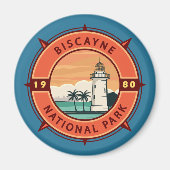 Biscayne National Park Retro Compass Emblem Magneet (Voorkant)