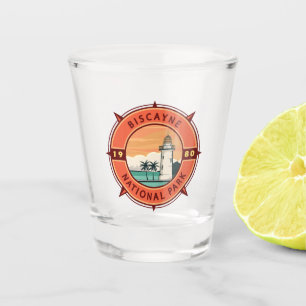 Biscayne National Park Retro Compass Emblem Shot Glas