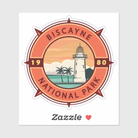 Biscayne National Park Retro Compass Emblem Sticker (Vel)