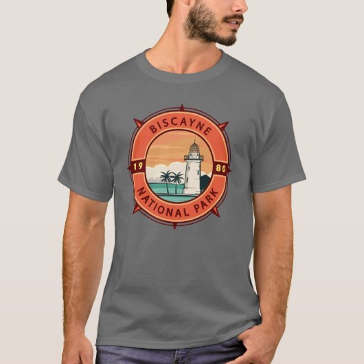 Biscayne National Park Retro Compass Emblem T-shirt (Voorkant)
